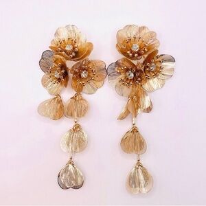 Zara Gold Floral Drop Earrings
